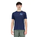 New Balance Men's Impact Run Short Sleeve 22, Navy Multi, Small