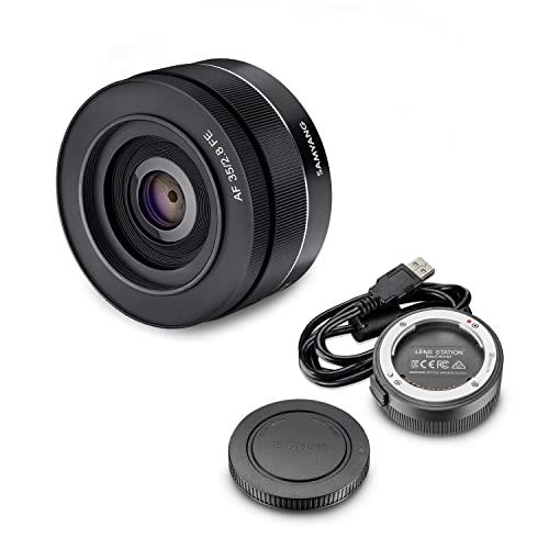 Samyang AF 35 mm F2.8 FE + Lens Station for Sony E-Mount Full Format & APS-C I Pancake Wide Angle Lens with Fast Auto Focus I Fixed Focal Length for Sony E Mount Alpha A7C, A7 III, A6100 etc.