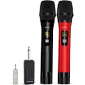 Bietrun Multipurpose Dynamic Microphones, Wireless Microphone Dynamic Mic System with Rechargeable Receiver, 1/4‘’Output, for Karaoke, Church, Speech, Wedding, Party Singing(160 ft Range)-Auto Connect
