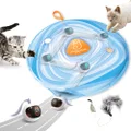Migipaws Interactive Cat Ball Toy Set, Fun Tracker, Glowing Chase Ball with MystiChaser Pouch, Fluffy Tail, A Small Mice (White)