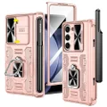 VEGO for Samsung Galaxy Z Fold 5 Case with Stand, [Ring Magnetic Kickstand][S Pen Holder][Hinge Protection][Slide Camera Cover] Protective Shockproof Armor Case for Samsung Galaxy Z Fold 5 - Pink