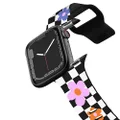 CASETiFY Impact Watch Band [Premium Soft Flexible Material] Compatible with Apple Watch Series 8-1, SE - 38/40/41mm - Checked Daisy - Black