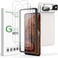 amFilm 3+1 Pack for Google Pixel 8A Screen Protector Tempered Glass, Ultrasonic Fingerprint Compatible, with Easy Installation Frame, Anti Scratch, Bubble Free, Case Friendly
