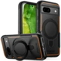 Poetic Neon Case for Pixel 8A 6.1", [Magnetic Ring Stand] Dual Layer Rugged Slim Shockproof Protective Cover, Black
