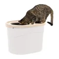 IRIS USA Top Entry Cat Litter Box with Scoop TECL-20, White/Beige, Large