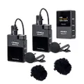 comica BoomX-D D2 Kit 2.4G Wireless Lavalier Microphone wiht Dual Transmitter and One Receiver for Interview Videography YouTube Streaming, Support Real-time Monitoring