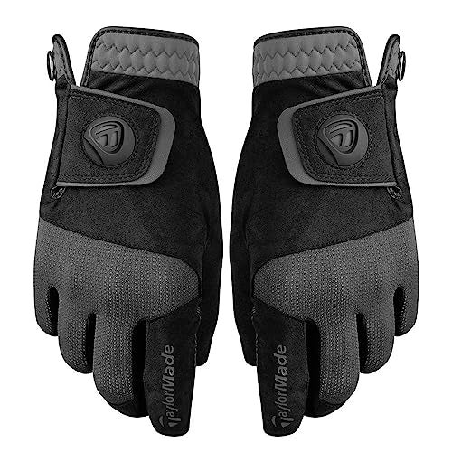 TaylorMade Golf RAIN CONTROL GLOVE (BLACK/GRAY, LARGE), BLACK/GRAY(LARGE, PAIR)
