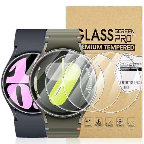 Suoman 4-Pack for Samsung Galaxy Watch 6/Galaxy Watch 7 44mm Screen Protector Tempered Glass,[Anti-Scratch] 2.5D 9H Hardness Ultra-thin Tempered Glass for Galaxy Watch 4/5/6/7 44mm Screen Protector