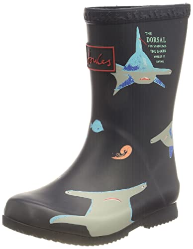 Joules Unisex-Child Rain Boot, Sharks, 9 US Little Kid