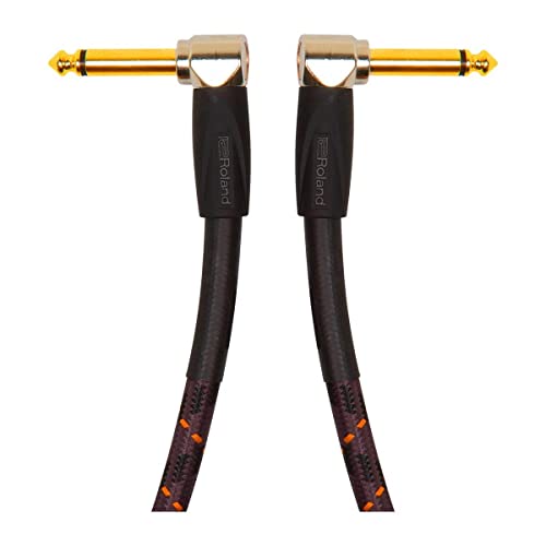 Roland 1-foot Instrument Cable, Angled/Angled 1/4" jack, Gold series (RIC-G1AA)
