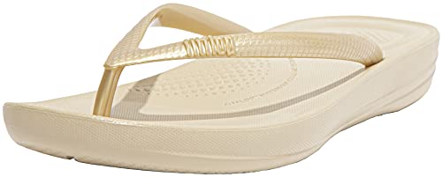 FitFlop Women's Iqushion Ergonomic Rubber Toe Post Flip Flop Gold-Gold-6.5