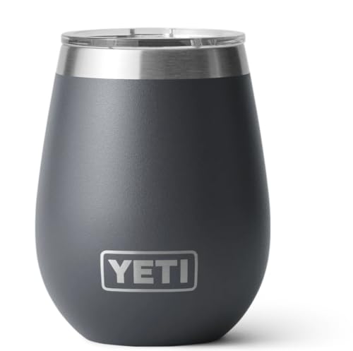 YETI Rambler Stainless Steel Vacuum Insulated Wine Tumbler with MagSlider Lid, 10oz, Charcoal