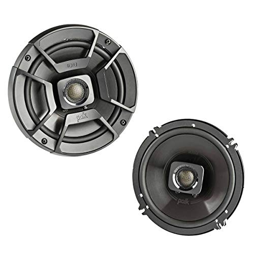 Polk Audio DB652 DB+ Series 6.5" Coaxial Speaker for Car & Marine, 2-Way Boat & Car Audio Speaker, 40-22kHz Frequency Response, Polypropylene Woofer Cone & 3/4" Silk Dome Tweeter, Black