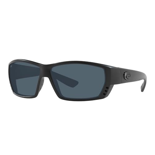 Costa Del Mar Men's Tuna Alley Rectangular Sunglasses, Blackout/Grey Polarized-580p, 62 mm