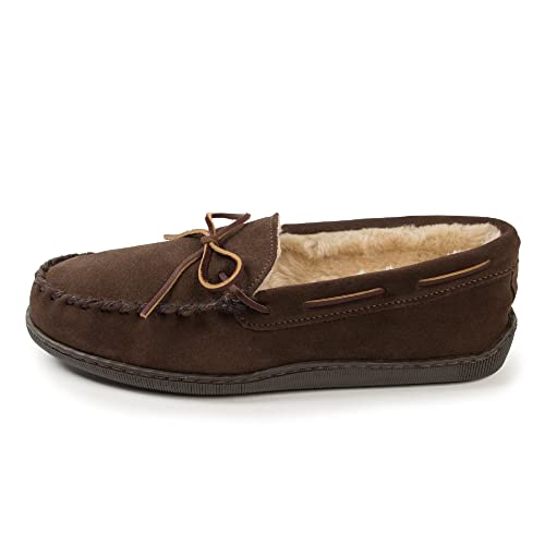 Minnetonka Men's Pile Lined Hardsole Slipper brown Size: 7 D(M) US