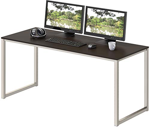 SHW Home Office 48-Inch Computer Desk, Silver/Espresso