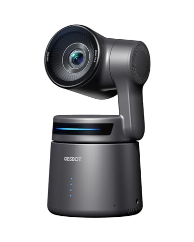 OBSBOT Tail Air NDI Streaming Camera 4K, AI Tracking PTZ Camera with Intelligent App, Gesture Control, HDMI/USB-C/Wireless Webcam, Black