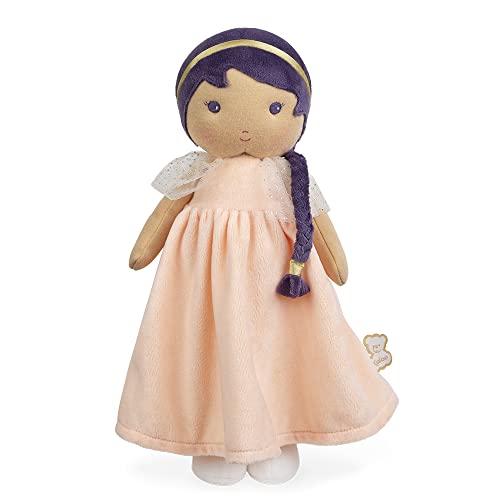 Kaloo Tendresse My First Friend Fabric Doll Princess Iris K 17.7” Soft Plush Figure in Long Peach Dress and Organza Cape with Embroidered Face Machine Washable for Ages 0+ - K970011