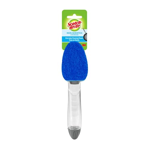 Scotch-Brite Non-Scratch Dishwand, Scrubber for Cleaning Kitchen, Bathroom, and Household, Non-Scratch Dish Scrubber Safe for Non-Stick Cookware, 1 Dishwand