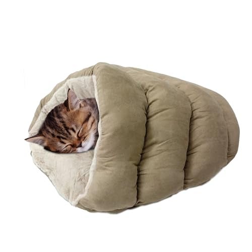 Ethical Pets Sleep Zone Cuddle Cave Pet Bed, 22", Tan