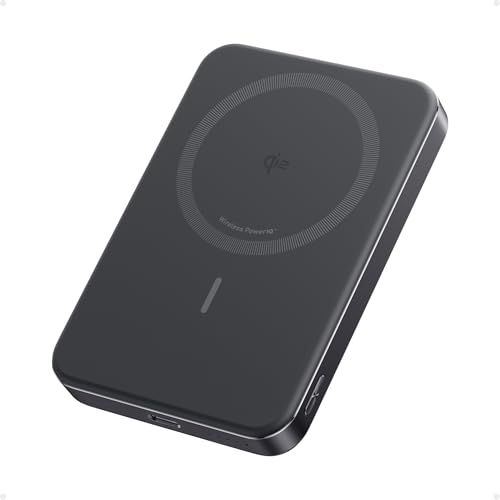 Anker MagGo Power Bank, Ultra Slim 10000mAh Magnetic Battery Pack, Qi2 Certified, Portable, 15W Ultra Fast MagSafe Compatible Charger, Ergonomic Design, Only for iPhone 16/15/14/13/12 (Black)