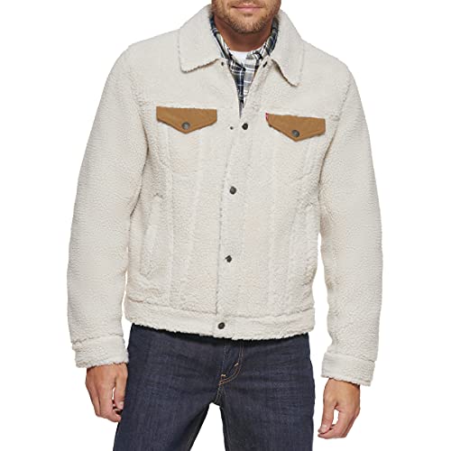 Levi's Men's Sherpa Trucker Jacket, Cream/Brown, Medium