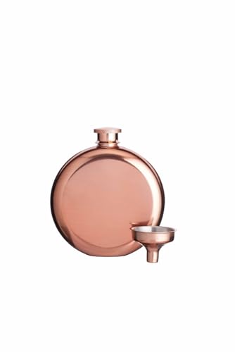 Barcraft Luxury Stainless Steel Mini Hip Flask with Decanting Funnel, 140 ml (5 fl oz) -Copper Effect, 8.7 x 2.5 x 10 cm
