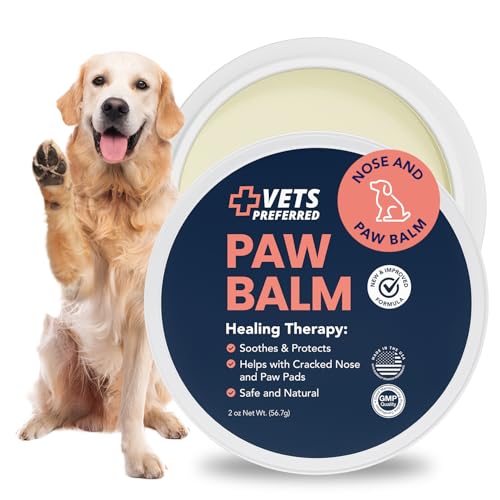 Vets Preferred Paw Balm Pad Protector for Dogs – Dog Paw Balm Soother – Heals, Repairs and Moisturizes Dry Noses and Paws – Ideal for Extreme Weather Season Conditions - 2 Oz