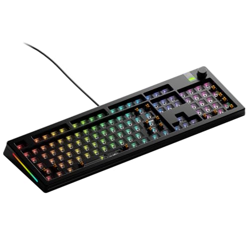 Glorious Gaming - GMMK 3 PRO Barebones Custom Keyboard Kit w/Knob, Custom Modular Aluminum Body & Gasket System, Hotswappable 100% Keyboard, Sound Dampening Foam, Aluminum Switch Plate ANSI (Black)