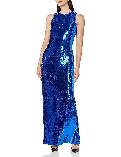 HALSTON Women's Hasia Gown in Sequin, Klein Blue, 12