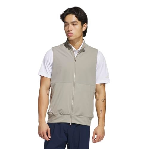 adidas Men's Ultimate365 Tour Full-Zip Vest, Putty Beige S25, Medium