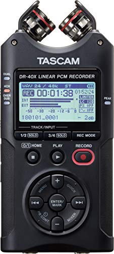 Tascam DR-40X 4-Track Portable Audio Recorder and USB Interface with Adjustable Mic