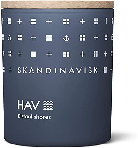 Skandinavisk HAV 'Sea' Scented Candle. Fragrance Notes: Salt Spray and Sea Kelp, Hawthorn and Beach Rose. 7.0 oz.