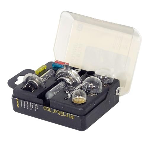 AA Compact Universal Car Lamp & Fuse Kit AA0552 - With Common Halogen Bulbs H1 (448) H4 (472) H7 (499) - Suitable for Most Vehicles - Black/Silver