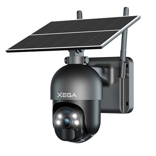 Xega 4G LTE Outdoor Solar Camera with SIM Card 2K HD PTZ Wireless
