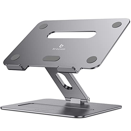 brocoon Adjustable MacBook Stand for Desk | Ergonomic Aluminum Laptop Riser with Heat-Vent, Compatible for 10-17" Laptops, Space Grey