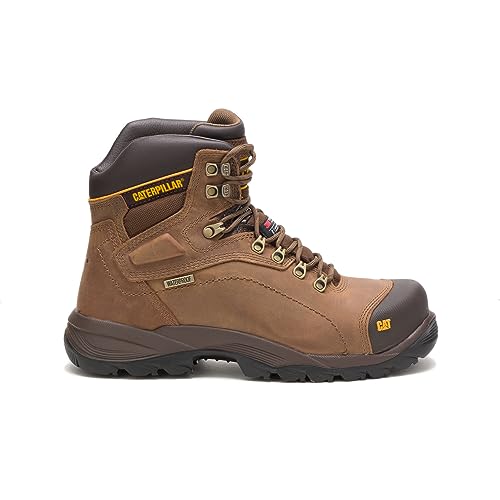 Caterpillar Men's Diagnostic Steel-Toe Waterproof Boot,Dark Beige,8.5 W US