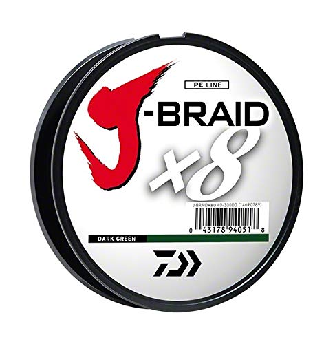 Daiwa JB8U15-300DG J-Braid Braided Line, 15 Lbs Tested, 330 yd/300M Filler Spool, Dark Green