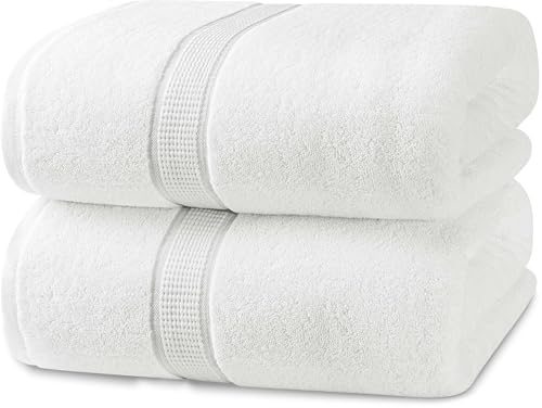 Utopia Towels - Luxurious Jumbo Bath Sheet (35 x 70 Inches, White) - 600 GSM 100% Ring Spun Cotton Highly Absorbent and Quick Dry Extra Large Bath Towel - Super Soft Hotel Quality Towel (2-Pack)