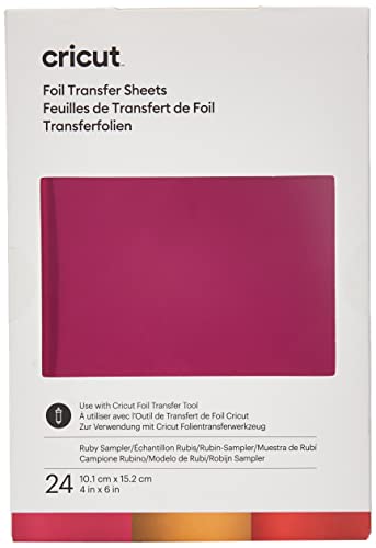 Cricut 2008717 Foil Transfer Sheets Sampler, Ruby (24 ct), 24 Pack