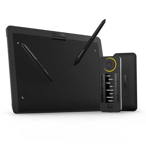 XENCELABS Drawing Tablet Bundle, Computer Graphic Tablets with 40 Customizable Quick Keys, 12" 8mm Ultrathin Pen Tablet with 2 Battery-Free Stylus, 8192 Levels Pressure for Win/Mac/Linux, Black