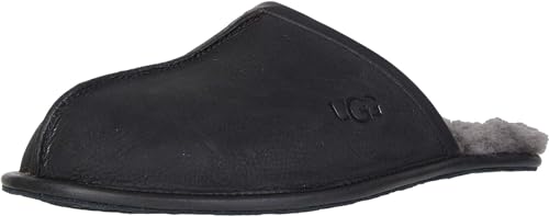 UGG Men's Scuff Slipper, Black Leather, 9