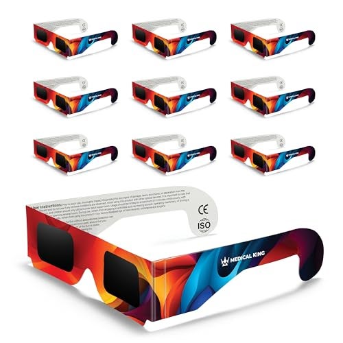 12 Solar Eclipse Glasses ISO 12312-2 Approved - Pack of 12 with 2 Photographic Lenses for Smartphone ISO Approved with CE Certification: Solar Eclipse Glasses 2026