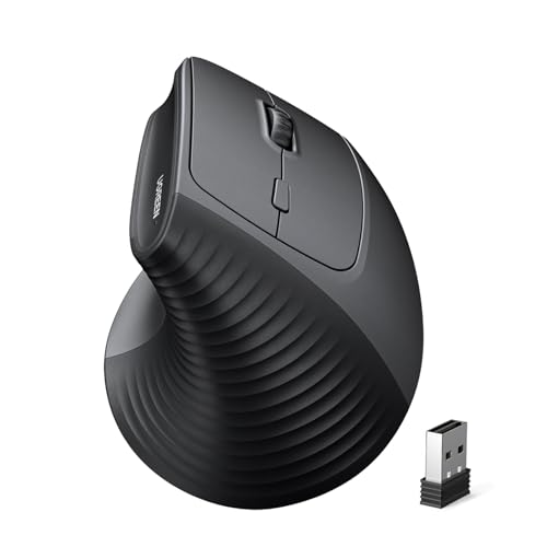 UGREEN 2.4GHz Wireless Ergonomic Vertical Mouse, 4000DPI Optical Tracking, 57° Ergonomic Angle, 6 Buttons, 12-Month Battery Life, 4 Adjustable DPI Levels Silent for Laptop, Desktop, Macbook