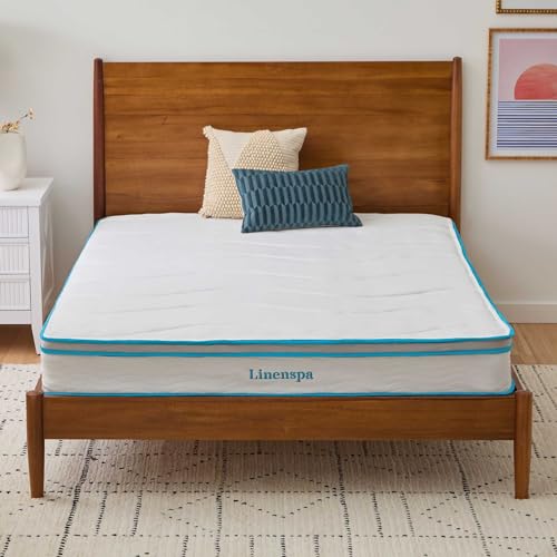 Linenspa 8 Inch Memory Foam and Spring Hybrid Mattress - Medium Firm Feel - Bed in a Box - Quality Comfort and Adaptive Support - Breathable - Cooling - Guest and Kids Bedroom - Twin Size
