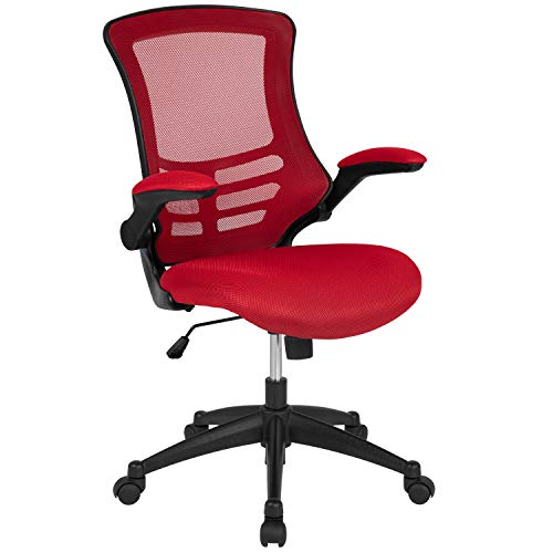 Flash Furniture Kelista Office Chair, Ergonomic, Mid-Back, Red Mesh with Swivel
