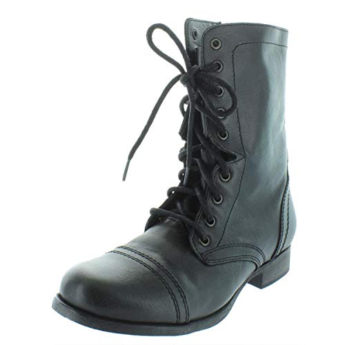 Steve Madden Women's Troopa Lace-Up Boot Black Size: 8 B(M) US
