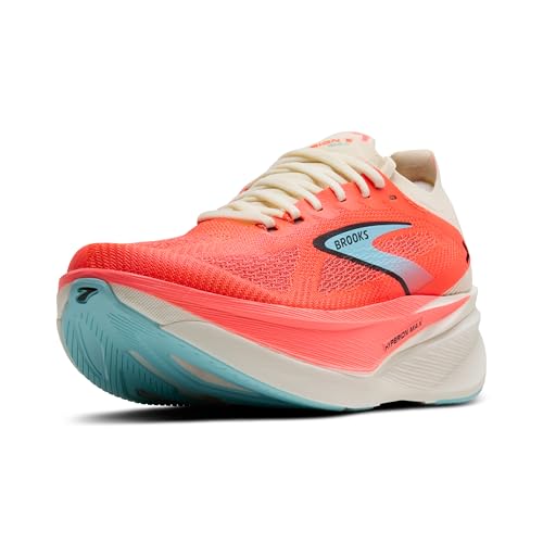 Brooks Women's Hyperion Max 3 Neutral Running Shoe, Coconut/Fiery Coral/Atomizer, 9
