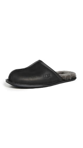 UGG Men's Scuff Slipper, Black Leather, 16