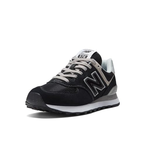 New Balance Women's 574 Core Sneaker, Black/White, 7 US
